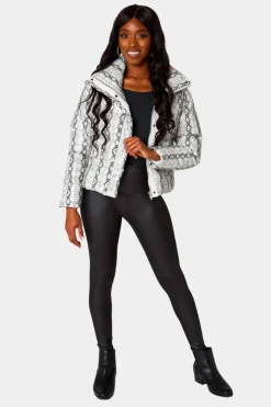BuddyLove Clothing Label Outerwear*Addison Puffer Jacket - White Snake