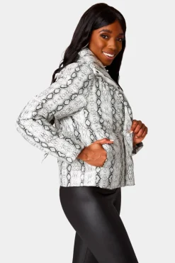 BuddyLove Clothing Label Outerwear*Addison Puffer Jacket - White Snake