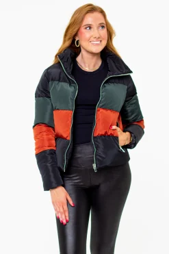 BuddyLove Clothing Label Outerwear*Addison Striped Puffer Jacket - Woodland