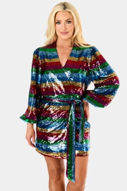 BuddyLove Clothing Label Long Sleeve Dresses | Party Dresses*Adeline Sequin Wrap Dress -