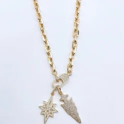 Treasure Jewels, Inc. Jewelry*Arrow Starburst Gold Necklace