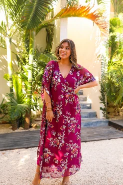 BuddyLove Clothing Label Short Sleeve Dresses | Party Dresses*Atlas Sequin Caftan Maxi Dress - Red Sangria