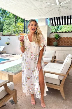 BuddyLove Clothing Label Short Sleeve Dresses | Party Dresses*Atlas Sequin Caftan Maxi Dress - White Sangria