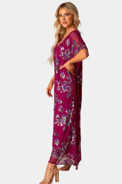 BuddyLove Clothing Label Short Sleeve Dresses | Party Dresses*Atlas Sequin Caftan Maxi Dress - Red Sangria