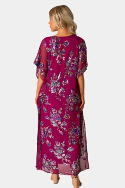 BuddyLove Clothing Label Short Sleeve Dresses | Party Dresses*Atlas Sequin Caftan Maxi Dress - Red Sangria
