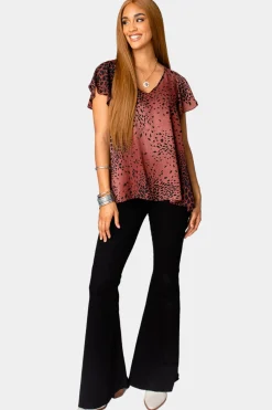 BuddyLove Clothing Label Tops*Avril Flutter Sleeve V-Neck Top - Puma