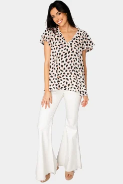 BuddyLove Clothing Label Tops*Avril Flutter Sleeve V-Neck Top -