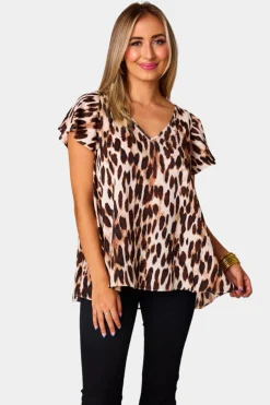 BuddyLove Clothing Label Tops*Avril Flutter Sleeve V-Neck Top - Kiara