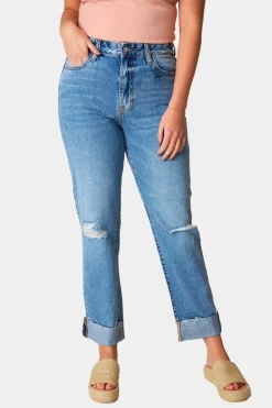 Hidden Bottoms*Bailey Distressed Boyfriend Jean - Medium Wash