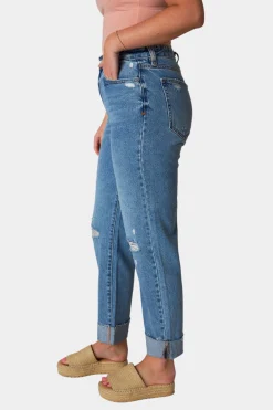 Hidden Bottoms*Bailey Distressed Boyfriend Jean - Medium Wash