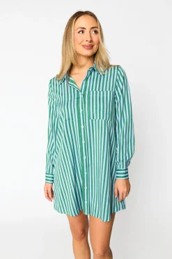 BuddyLove Clothing Label Long Sleeve Dresses | Brunch Dresses*Beau Mini Shirt Dress - Cucumber Water