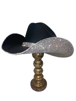 Rhinestone Cowgirl Hats*Black Cowgirl Hat with Crystal Rhinestones