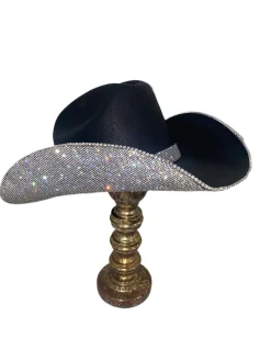 Rhinestone Cowgirl Hats*Black Cowgirl Hat with Crystal Rhinestones
