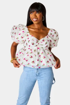 BuddyLove Clothing Label Tops | Bride To Be Dresses*Blakely Peplum Short Sleeve Top - Calla Lily