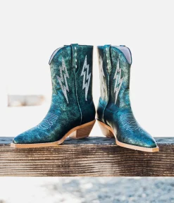 Naughty Monkey Shoes*Bowie Metallic Boot in Teal