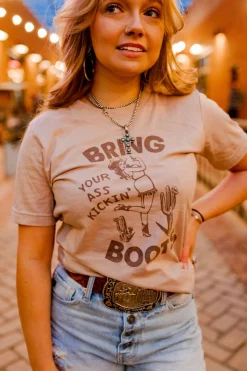 Wild Junkie Tops*Bring Your Ass Kickin Boots Graphic Tee