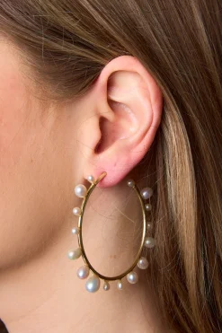 Ever Alice Jewelry*Britt Large Hoop Earrings - Pearl