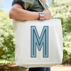 CB Studio Home & Gift*Canvas Tote - Single Initial - Light Blue Navy - NEW!