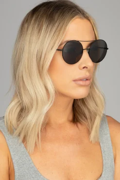 BuddyLove Clothing Label Swim | Swim*Capri Round Double Ridge Sunglasses - Black
