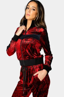 BuddyLove Clothing Label Pajamas | Outerwear*Carmela Velour Track Jacket - Lava Rock