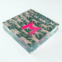 CB Studio Home & Gift*Catchall Tray - Single Initial Leopard Green - New!