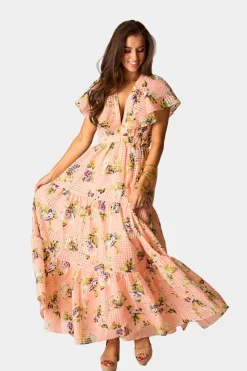 BuddyLove Clothing Label Short Sleeve Dresses | Brunch Dresses*Cece Flutter Sleeve Maxi Dress - Irish Rose