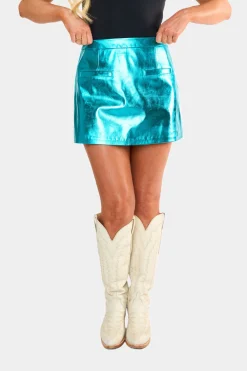 BuddyLove Clothing Label Bottoms | Party Dresses*Chelsea Vegan Leather Skort - Turquoise
