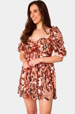 BuddyLove Clothing Label Short Sleeve Dresses | Party Dresses*Colby Puff Sleeve Mini Dress - Rose Gold