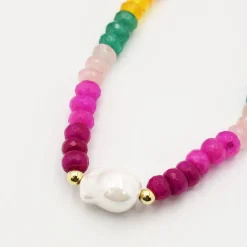 Treasure Jewels, Inc. Jewelry*Colorful Gemstone with Pearl Necklace