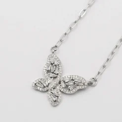 Treasure Jewels, Inc. Jewelry*Crystal Butterfly Silver Necklace