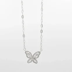 Treasure Jewels, Inc. Jewelry*Crystal Butterfly Silver Necklace