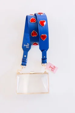 By Jenna Lee Handbags*Crystal Heart Purse Straps - Blue/Red