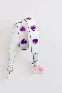 By Jenna Lee Handbags*Crystal Heart Purse Straps - White/Purple