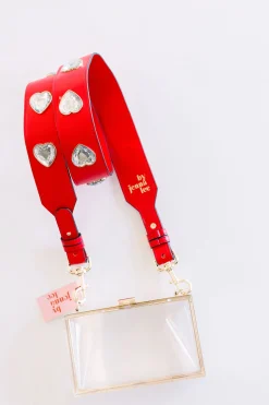 By Jenna Lee Handbags*Crystal Heart Purse Straps - Red/Clear