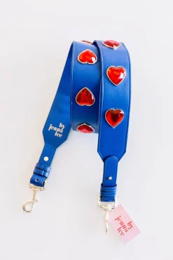 By Jenna Lee Handbags*Crystal Heart Purse Straps - Blue/Red