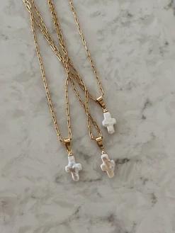 Chansuttpearls Jewelry*DAINTY PEARL CROSS NECKLACE