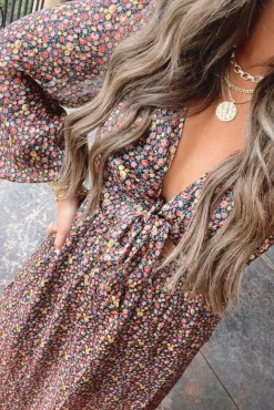 BuddyLove Clothing Label Long Sleeve Dresses | Wedding Guest*Desirae Long Sleeve Maxi Dress - Color Burst