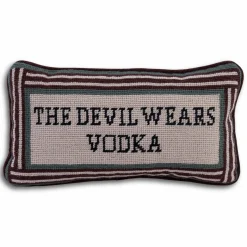 Furbish Studio Home & Gift*Devil Wears Vodka Needlepoint Pillow