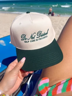 KenzKustomz Hats*Do Not Disturb Self Care in Progress - Green Vintage Trucker Hat