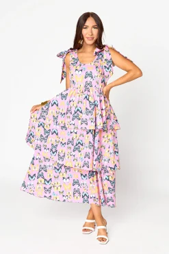 BuddyLove Clothing Label Sleeveless Dresses | Wedding Guest*Drew Tiered Midi Dress - Feelin' Butterflies