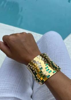 Chansuttpearls Jewelry*EMERALD + WHITE BANGLE