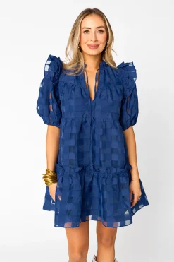 BuddyLove Clothing Label Short Sleeve Dresses | Wedding Guest*Ensley Short Dress - Navy
