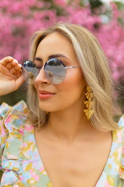 BuddyLove Clothing Label Swim | Swim*Farrah Round Metal Sunglasses - Blue