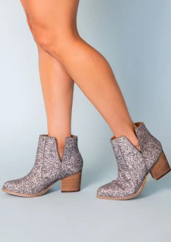 Naughty Monkey Shoes*Fiera Glitter Booties in Pewter