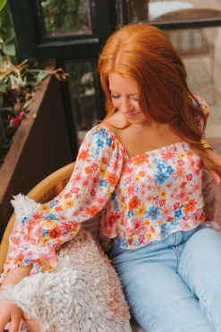 BuddyLove Clothing Label Tops*Flora Flowy Cropped Top - Wild Flower