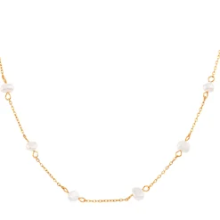Idlewild Everyday Jewelry*Freshwater Pearl Station Necklace in 18K Gold-Plated Stainless Steel