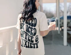 Shop Karma Tees Tops*Fueled by iced coffee and anxiety Graphic Tee