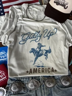 Wild Junkie Tops*Giddy Up America Graphic Tee