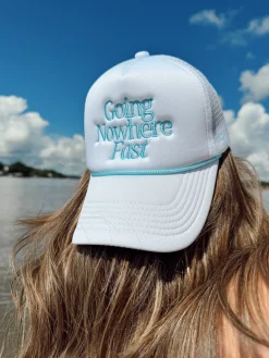 KenzKustomz Hats*Going Nowhere Fast - White Foam Trucker Hat