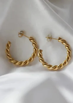 Chansuttpearls Jewelry*GOLD MEDIUM TWIST HOOPS